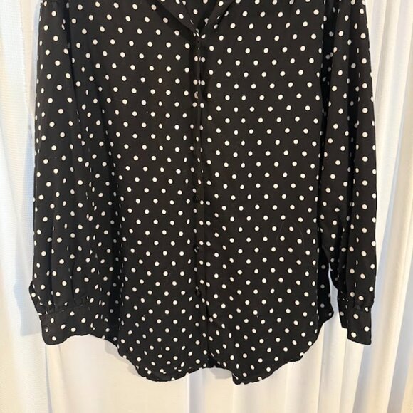 GAP Black with White Polka Dots Rayon Blouse - Like New - Picture 2 of 5